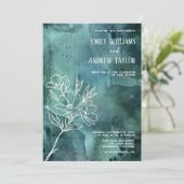 Smaragdgroene waterverf minimalistische uitnodigin kaart (Staand voorkant)