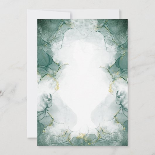 Smaragdgroene waterverf moderne trouw  kaart (Achterkant)