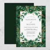 Smaragdgroene Weelderige Bosbruiloft Kaart (Voorkant / Achterkant)