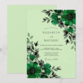 Smaragdgroene Weelderige Botanische Bruiloft Kaart (Voorkant / Achterkant)