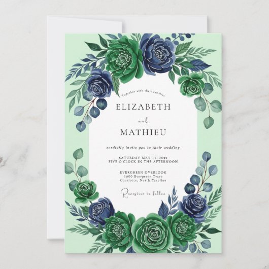 Smaragdgroene Weelderige Succulente Bruiloft Kaart (Voorkant)
