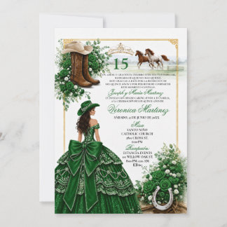 Smaragdgroene Westerse Quinceañera Groene Cowgirl Kaart