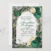 Smaragdgroene Whimsical Forest Quinceanera Kaart (Voorkant)