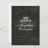Smaragdgroene Whimsical Forest Quinceanera Kaart (Achterkant)