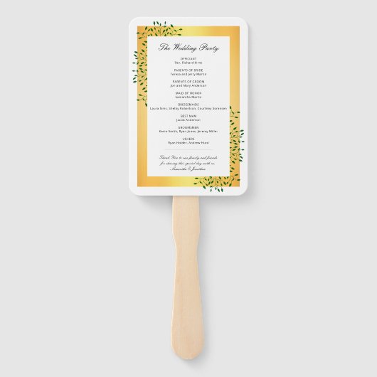 Smaragdgroene wijnstokken Goud Elegant Huwelijkspr Handwaaier (Achterkant)