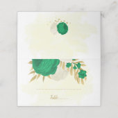 smaragdgroene & witte bloemen botanische bruiloft plaatskaartje (Buitenkant ongevouwen)