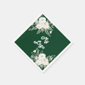 Smaragdgroene witte bloemen business logo servet (Hoek)