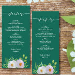 Smaragdgroene witte bloemenbruiloft menu<br><div class="desc">Breng verfijnde elegantie aan uw viering met het Emerald Green White Floral Wedding Menu - een fris, tijdloos ontwerp dat de rijkdom van diepe smaragd combineert met de delicate schoonheid van witte bloemen. Het contrast is opvallend maar sierlijk, waardoor een look ontstaat die zowel klassiek als modern aanvoelt. Ideaal voor...</div>