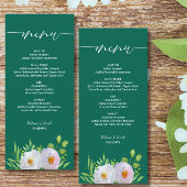 Smaragdgroene witte bloemenbruiloft menu