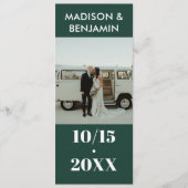 Smaragdgroene witte foto Bold Minimalist Wedding Programmakaart (Voorkant)