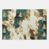 Smaragdgroene witte gouden kerstboom inpakpapier vel (Voorkant)