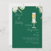 Smaragdgroene Witte Hortensia Brunch & Bubbels Kaart (Voorkant)