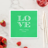 Smaragdgroene, Witte LOVE servetten (Insitu)
