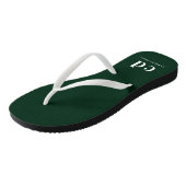 Smaragdgroene witte monogram initiaal naam teenslippers (Schuin)