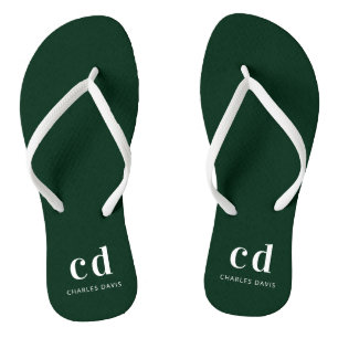 Smaragdgroene witte monogram initiaal naam teenslippers