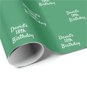 Smaragdgroene witte naam script cadeaupapier (Rol Hoek)