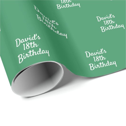 Smaragdgroene witte naam script cadeaupapier (Rol Hoek)