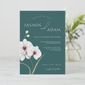 Smaragdgroene witte orchideeën Initiaal bloemenbru Kaart (Staand voorkant)