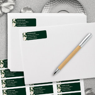 Smaragdgroene witte rozen retouradres etiket