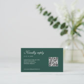 Smaragdgroene Witte Rozen RSVP QR-code Huwelijk Informatiekaartje (Staand voorkant)