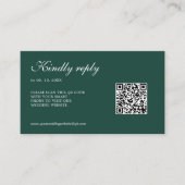 Smaragdgroene Witte Rozen RSVP QR-code Huwelijk Informatiekaartje (Voorkant)