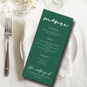 Smaragdgroene witte typografie Forest Wedding Menu