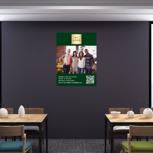 Smaragdgroene zakelijke logo foto welkom QR-code Poster