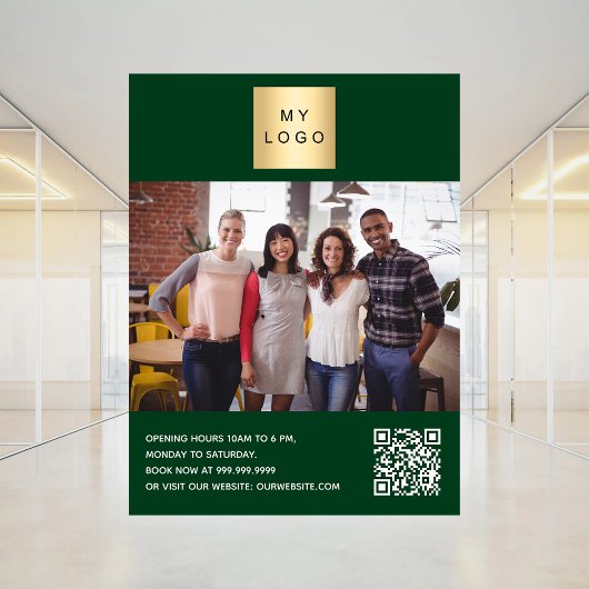 Smaragdgroene zakelijke logo foto welkom QR-code Poster