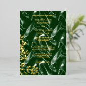 Smaragdgroene zijde blad  folie uitnodiging (Staand Voorkant)