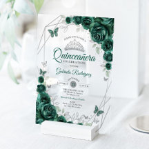 Smaragdgroene Zilveren Bloem Quinceanera