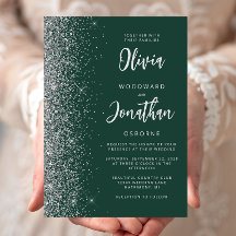 Smaragdgroene Zilveren Glitter Calligrafie Bruilof