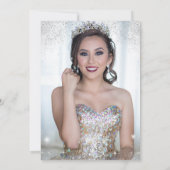 Smaragdgroene zilveren glitter foto Quinceanera Kaart (Achterkant)