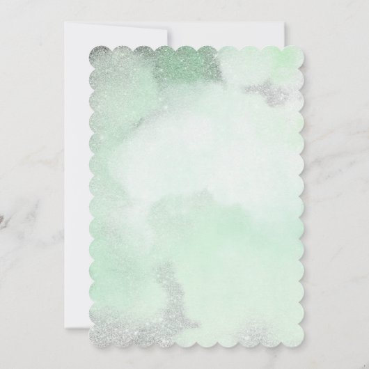 Smaragdgroene Zilveren Glitter Prinses Quinceañera Kaart (Achterkant)