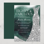Smaragdgroene & zilveren jurk 80ste verjaardagsfee kaart (Voorkant / Achterkant)