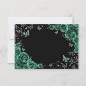 Smaragdgroene Zilveren Quinceanera Bedankkaart (Achterkant)