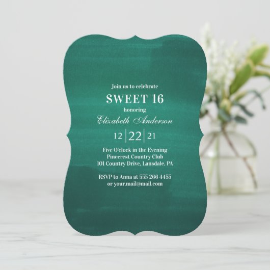 Smaragdgroene zoet 16. Moderne groene 16e verjaard Kaart (Staand voorkant)