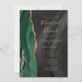 Smaragdgroene Zwarte Agate Proefbruiloftsdiner Kaart (Voorkant)