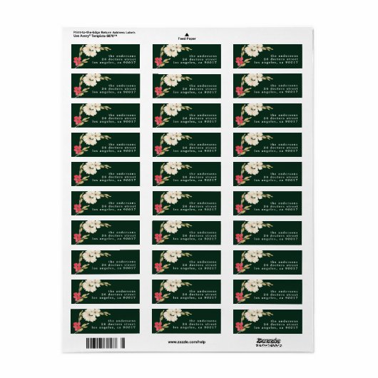 smaragdklassiek waterverf floral Retouradres Etiket (Full Sheet)