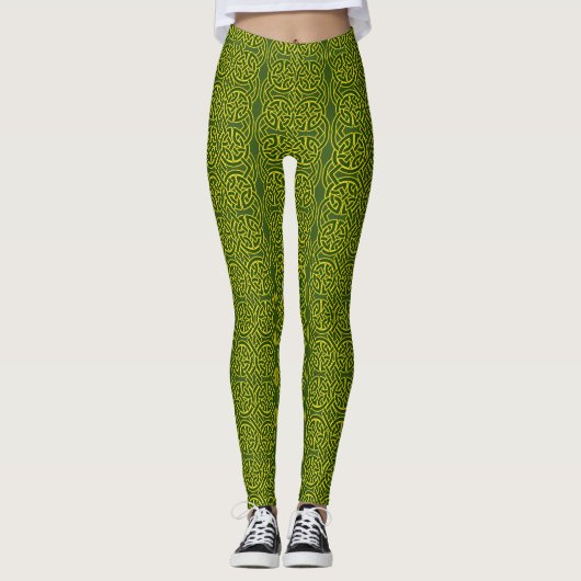 Smaragdknoopbroek - Vertigo Green Celtic Leggings (Voorkant)