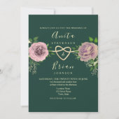 Smaragdroze bloemenbruiloft kaart (Voorkant)
