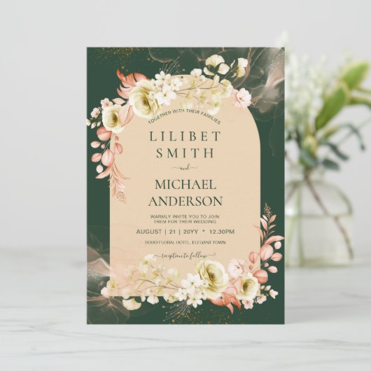 Smaragdseizoen Koraal Groen Bloem Bruiloft (Staand voorkant)