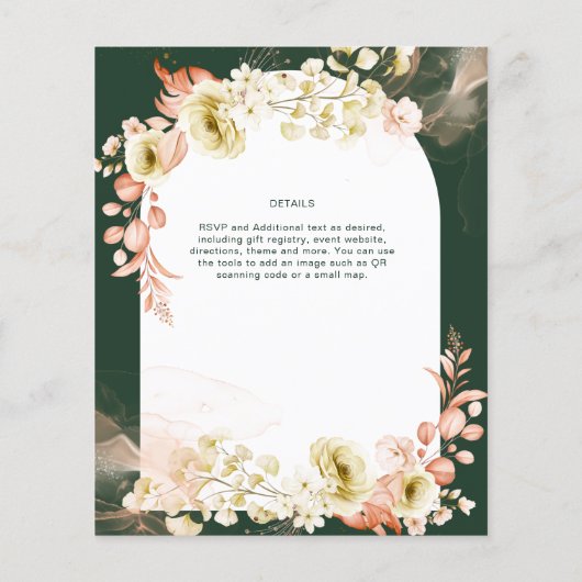 Smaragdseizoen Koraal Groen Bloemend Huwelijk (Achterkant)