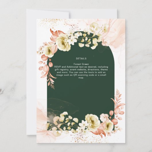 Smaragdseizoen Koraal Groen Bloemige Bruiloft (Achterkant)