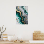 Smaragdvenen: Abstracte Marmerstroom ✨💚🖤 Poster (Keuken)