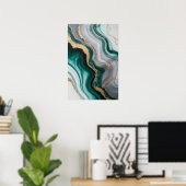 Smaragdvenen: Abstracte Marmerstroom ✨💚🖤 Poster (Thuiskantoor)