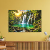 Smaragdwatervalparadijs Canvasprint Canvas Afdruk (Insitu (Woonkamer))