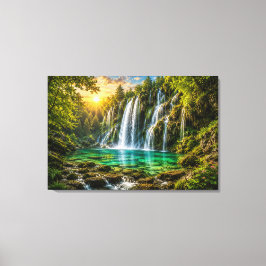 Smaragdwatervalparadijs Canvasprint Canvas Afdruk