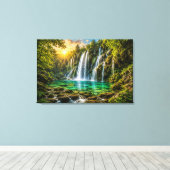 Smaragdwatervalparadijs Canvasprint Canvas Afdruk (Insitu (Houten vloer))