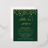 Smaragsfeest en gouden Confetti Folie Uitnodiging Briefkaart (Voorkant / Achterkant)