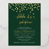 Smaragsfeest en gouden Confetti Folie Uitnodiging Briefkaart (Voorkant)